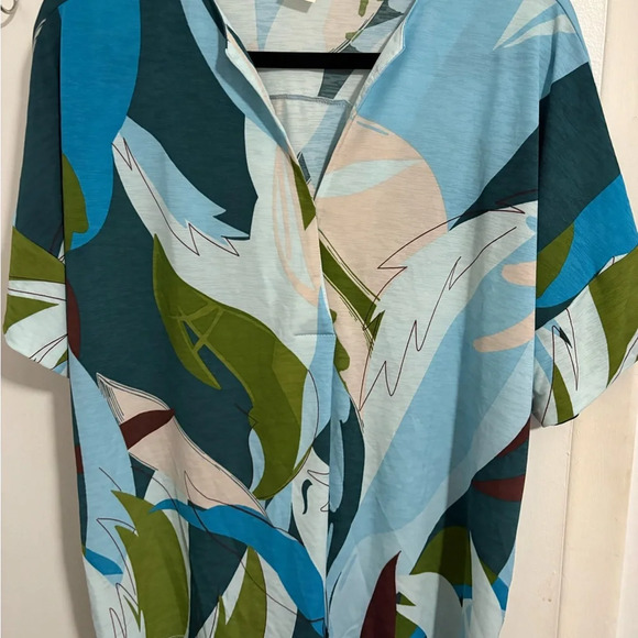 Sew In Love Women's Tropical Print Top - Blue and Green - Picture 2 of 5